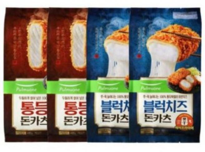 풀무원돈카츠 2종 세트 모음 02.블럭치즈 돈카츠, 01.돈카츠 블럭치즈x2개+통등심x2개, 1개, 420g