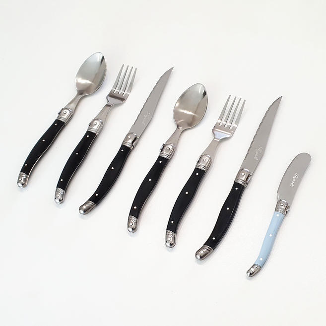 리옹 라귀올 커트러리 2인 세트 총 7P I IVORY 재입고 완료, 블랙, 1세트, 7pcs