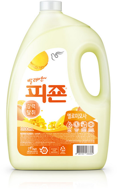 피죤 레귤러 섬유유연제 옐로미모사 본품, 3.1L, 4개