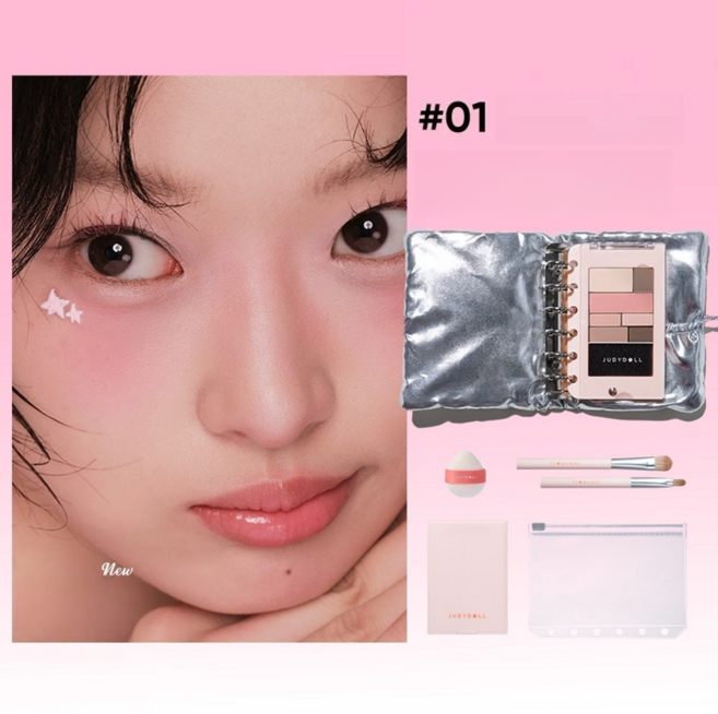 주디돌 Judydoll 메이크업 다이어리 팔레트 올인원, 01 롱비치 파우더 블러쉬 (핑크 로즈)