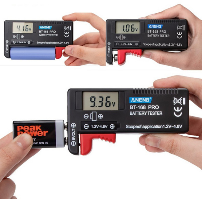 2개입 배터리 테스터기 건전지 잔량확인 디지털 측정기 AA AAA 18650 9V 리모컨 장난감 전지 체크 교체 판단 배터리 측정기, BT-168pro (2개입)