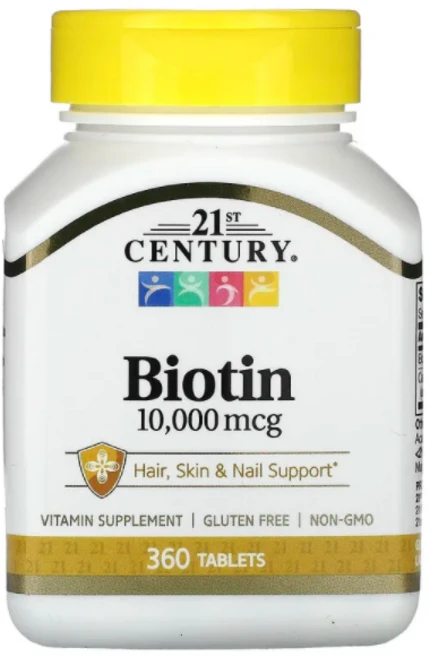 21th Century 비오틴 10000mcg 360정 2병 모발 피부 손톱 강화, 360회분, 2개 - 쿠팡