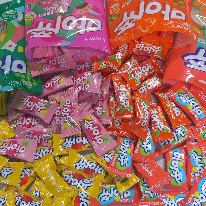 마이쮸 100g A세트 써니피치맛1 핑크리치맛1 캔털루프멜론맛1 애플망고맛1 하스1, 4개