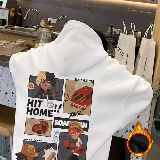 오스틱니 초특가 빅사이즈 남성용 봄가을 만화 프린팅 후드 트레이닝 맨투맨