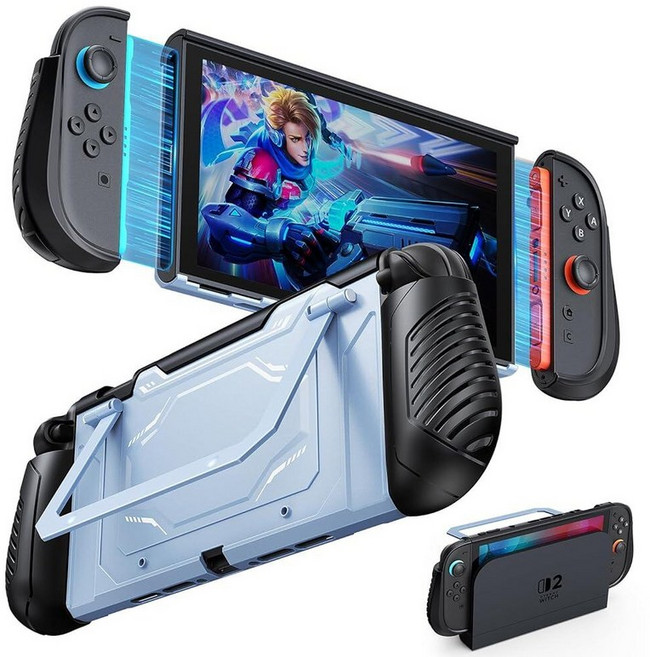 Switch 2 Protective Case with Kickstand FYOUNG Dockable Hard PC Shell for Nintendo Switch 2 Conso, Light Blue