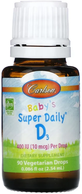 칼슨 아기용 슈퍼 데일리 D3 10mcg(400IU) 0.086fl oz, 254ml, 1개, 2.54ml - 쿠팡