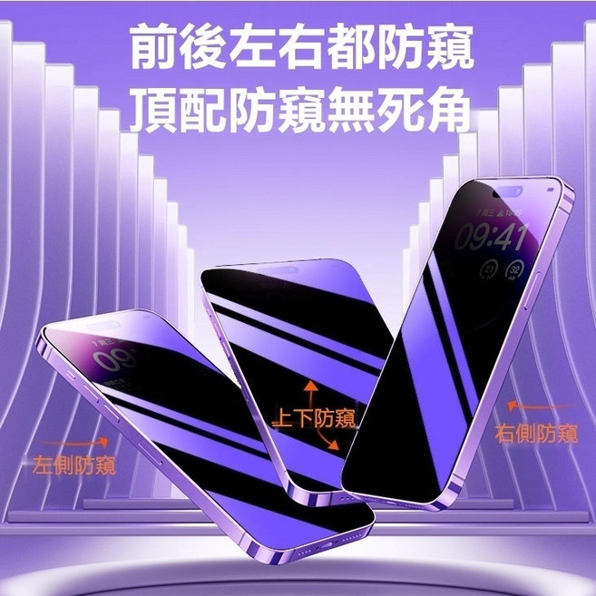 九圓科技 360度防窺玻璃貼 全新防指紋 護眼玻璃貼 防窺玻璃貼 升級防爆 鑽石級防摔 全屏曲面覆蓋 強效抗指紋 防刮花 強抗刮痕 順滑無指紋 9H硬度 高透光 適用於蘋果, 霧面磨砂360度上下左右防窺貼,14=13=13Pro=16E=17E, 1個