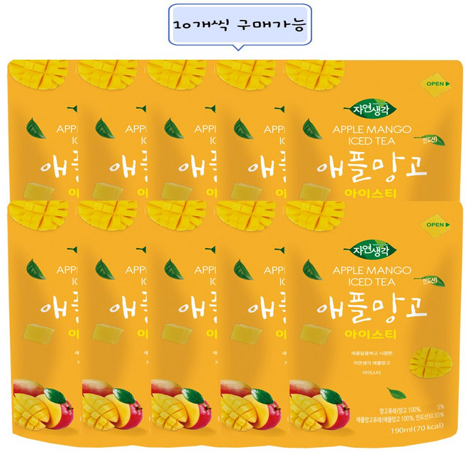 ( ) ( ) 828282 ( ) ( ) 희창 자연생각 애플망고 아이스티 파우치, 190ml, 10개