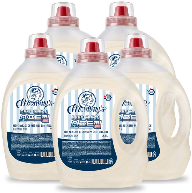 마미스 베이킹소다 액상세제 본품 스위트플로랄향, 2.5L, 5개