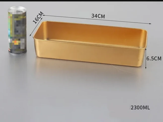 스테인리스 스틸 골든 플레이트 세트 직사각형 보관 티라미스 뚜껑 커버 포함 케이크 빵 베이킹 팬 서비스, 08 34x16x6.5cm