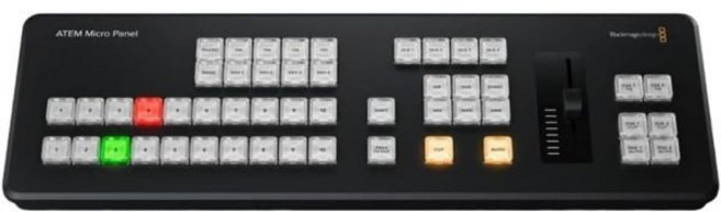 블랙매직 디자인 아템 마이크로 라이브 스트림 스위처 패널 직관적인 레이아웃 효율적인 제어 50개 삼색 LED 백라이트 버튼 및 전환 슬라이더 132024, 블랙매직 디자인 아템 마이크로 라이브 스트림 스위처 패