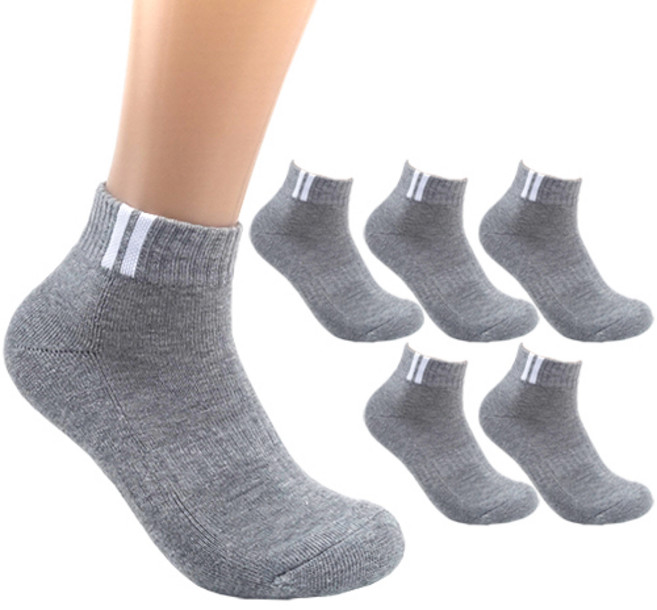 더베이직 남성용 국산 두꺼운 이중쿠션 챔프 스포츠 단목 양말 6켤레, 그레이, 6개