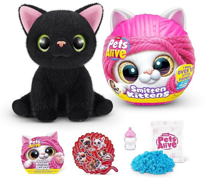 Pets 미국매장정품+ Smitten Kittens SurpriSE 샴 고양이 Mooloo ZURU Nurture Play 부드러운 장난감 언박싱 인터랙티브 10가지 사운드 채, .0003.Lucky.