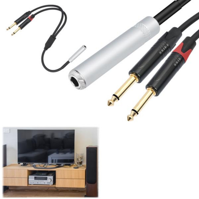 1/4 스테레오 TRS-듀얼 6.35mm 모노 TS 오디오 케이블 오디오 스플리터 케이블 믹서 스피커 및 홈 스테레오, 01 CHINA, 1개