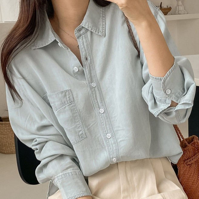 [부들촉감/구김없는] 텐셀 데님 셔츠