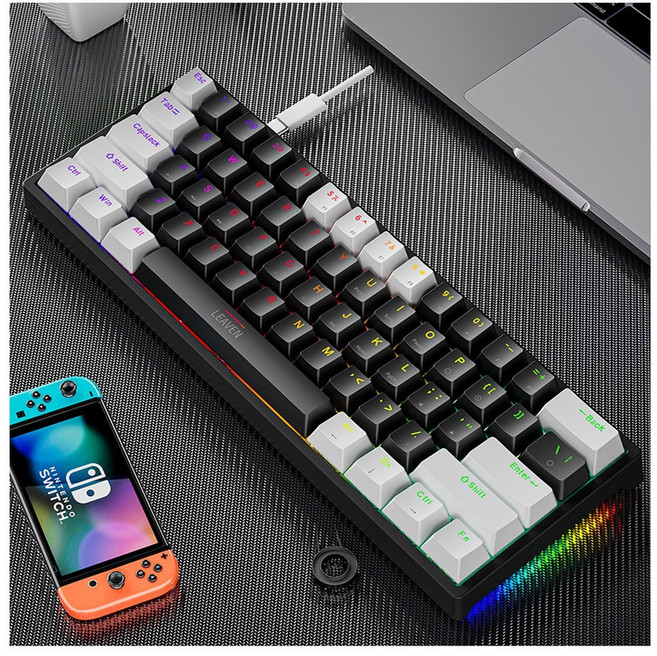 K620 미니 게임용 기계식 키보드 61 RGB 핫스왑 Type 유선 PBT 키캡 60 인체 공학, 레드 스위치, white bla, 적축