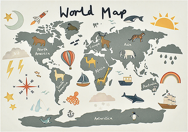 패밀리트리 인테리어 패브릭 월포스터 5종, 세계지도