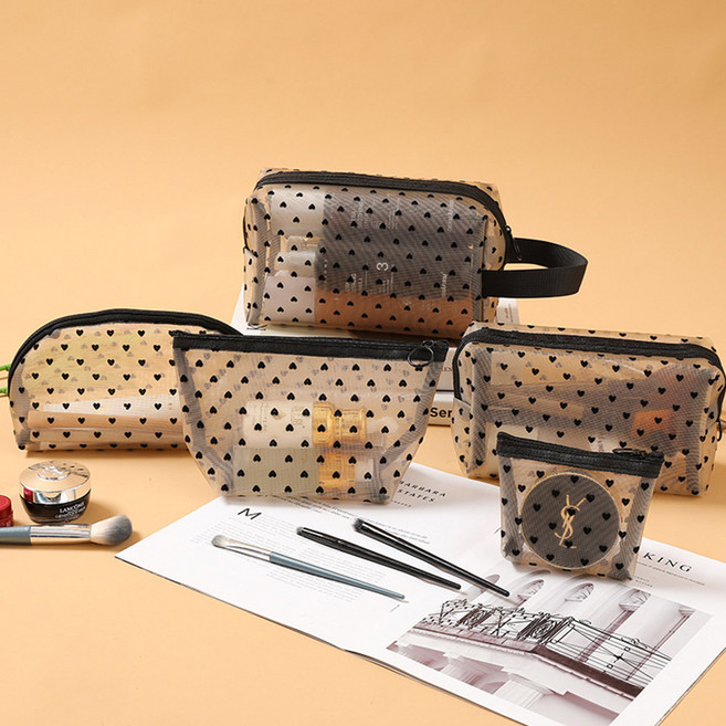 미니 메쉬 하트 파우치 화장품 메이크업 립밤 에어팟 소형 파우치 외출용 여행소품 미니백