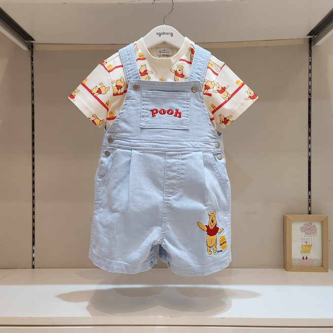 [아가방]강남점*디즈니베이비 귀여움에 반했어!! 꿀단지 푸 멜빵바지/남아 여아 모두 잘어울리는 깜찍발랄 나들이룩