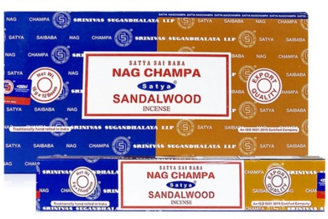 나그참파 사티아 인센스 스틱 프리미엄 콤보 대용량 12팩, 산달우드+나그참파 콤보