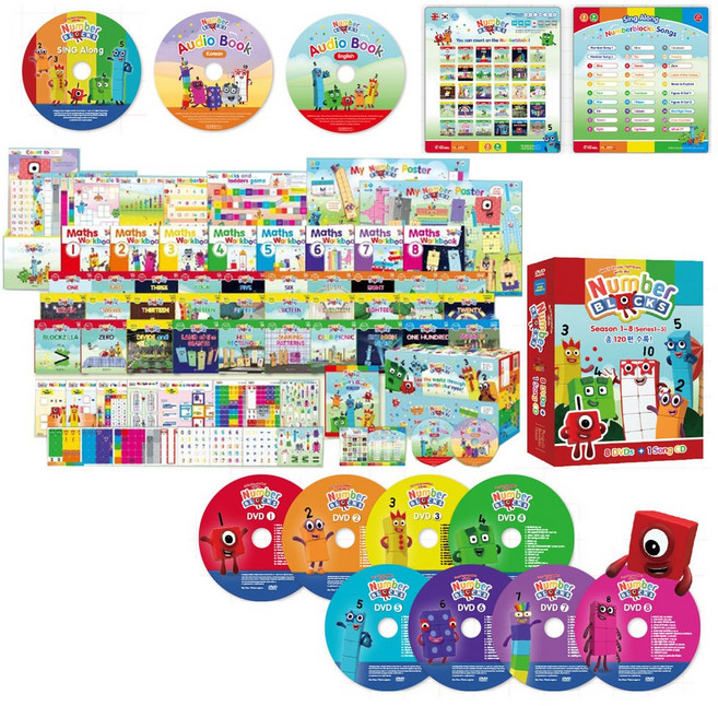 영유아 어린이 인기만화 캐릭터 넘버블럭스 80종 DVD세트 엄마표수학 신체발달 조립, 1개