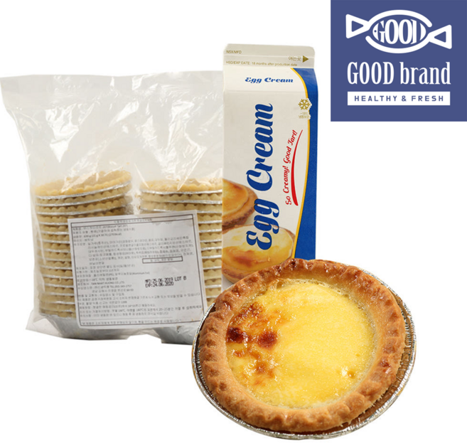 대용량 에그타르트 만들기 세트, 1세트, 1L, 비스킷 타르트 쉘(30ea) + 에그크림(1L)