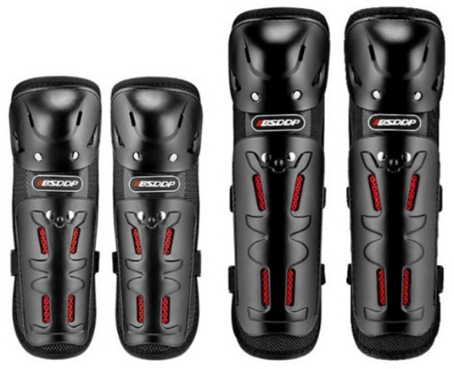 make speed 오토바이 무릎보호대2P+팔꿈치보호대2P, 블랙, 1세트