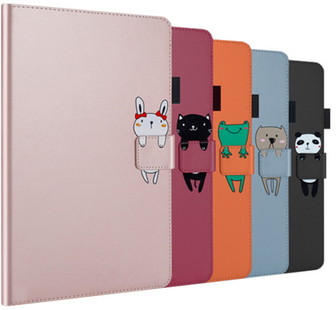 갤럭시탭A7 10.4 T505 T500 심플 캐릭터 스탠드 펜홀더 가죽 플립 태블릿 케이스, stc063 오렌지, 1개