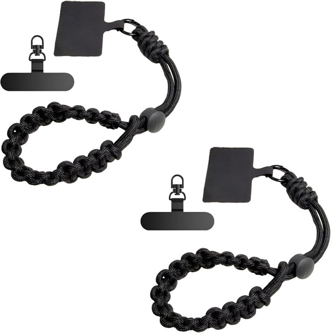 비브랜드 핸드폰 도난 분실 방지 길이조절 손목 스트랩, 2개, 블랙