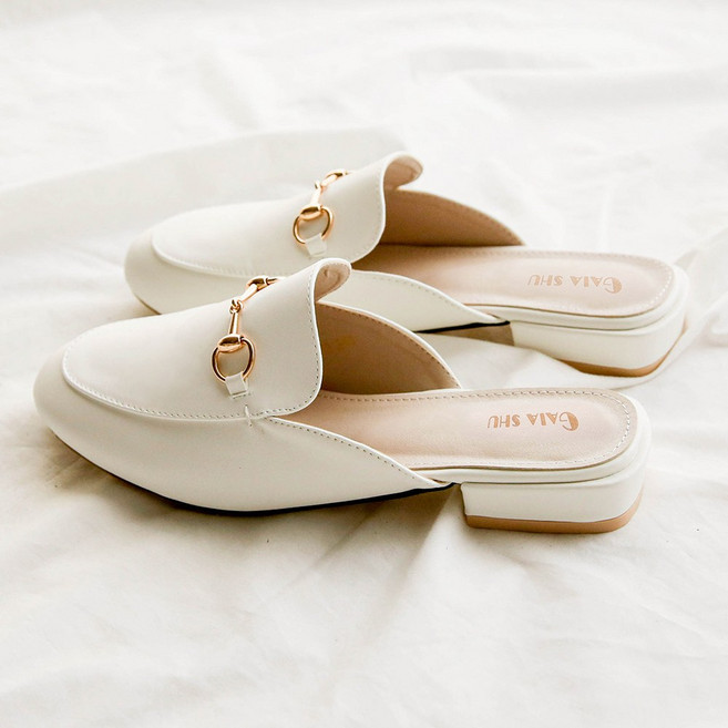 가이아슈 빅사이즈 발편한 체인 쿠션 뮬 슬리퍼 3cm 여성블로퍼