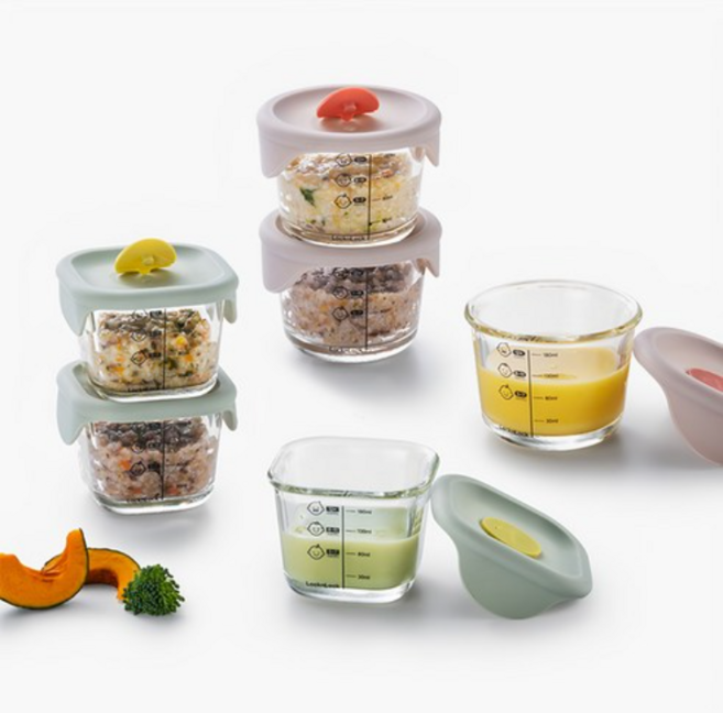 락앤락 바로한끼 이유식용기 원형 + 정사각 6p 세트, 230ml, 혼합색상, 2세트
