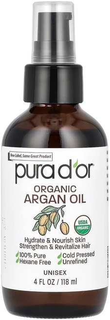 Pura D'or 유기농 아르간오일 118ml(4fl oz) D'or (퓨라 도르), 1개, 118ml - 쿠팡