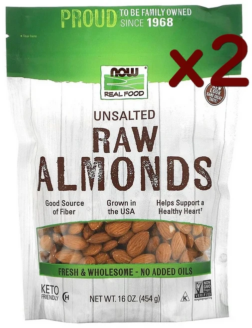 NOW Foods Real Food 생 아몬드 무염 454g *2 - 쿠팡