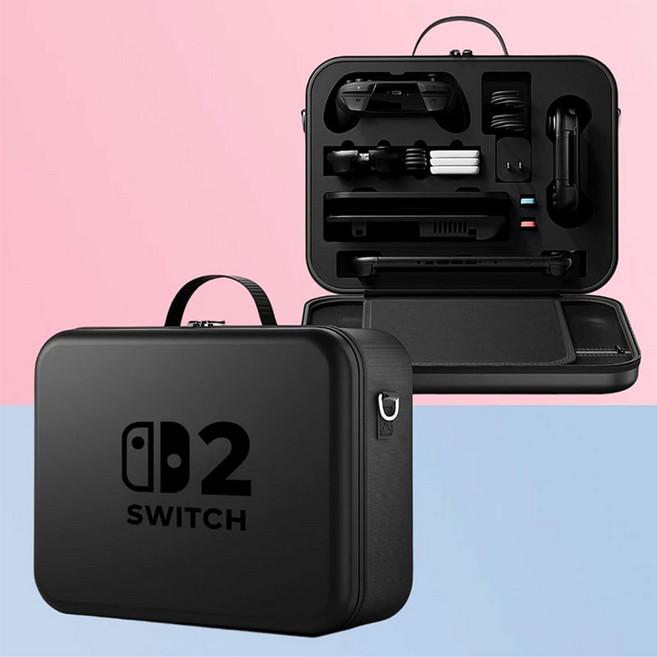 테테즈 닌텐도 스위치2 트래블 액션백 올인원가방 파우치 여행 캠핑 케이스, 1개, 블랙, 트래블액션백