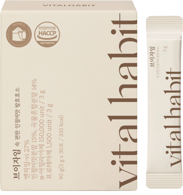 [바이탈해빗] 브이자임(30포) 속편한효소 국내산7곡물발효 유산균5종 고소한미숫가루맛, 90g, 1개