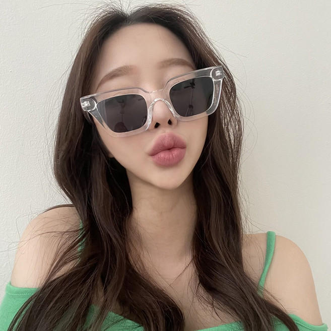 VANANA2 남녀공용 스퀘어 뿔테 클리어 선글라스