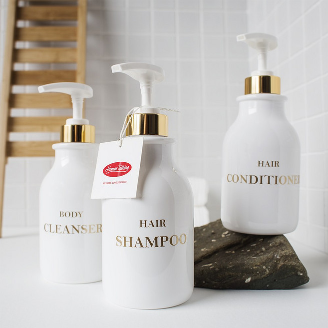 홈스토킹 욕실 디스펜서 골드&실버500ml 샴푸통, 5. 투명 골드 500ml, 2.벨폰트, 2. CONDITIONER, 1개