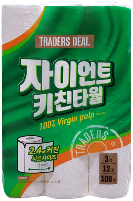 자이언트 키친타월 3겹, 100매입, 12개