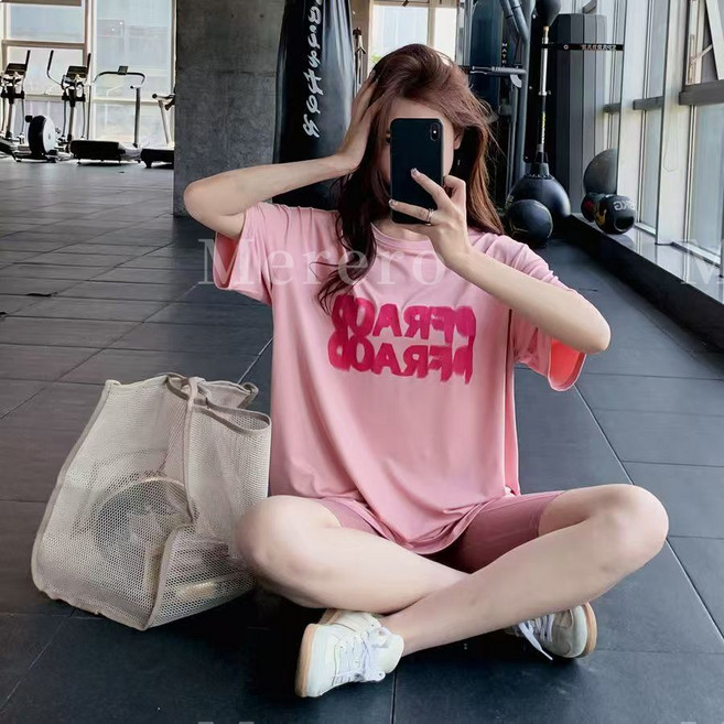 Merero ZW 줌바 의상 헬스복 캐주얼 트레이닝복 댄스 체조 상의 라운드 루즈핏 반팔티 댄스복 상의 남녀공용 힙합 댄스복 에어로빅