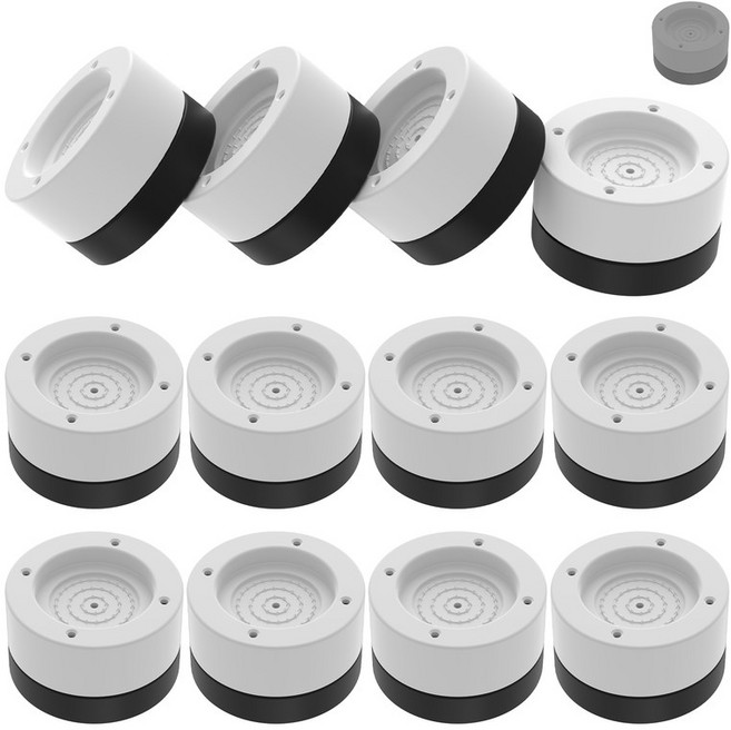 12개 하얀색 화이트 블랙 높이조절 스토퍼 세탁기 건조기 받침대 방진 패드, 1세트