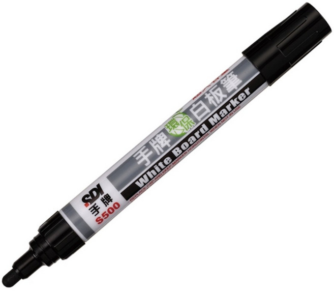 SDI 枕頭山 S500 圓頭 無毒 酒精性 環保 白板筆, 黑, 2個裝