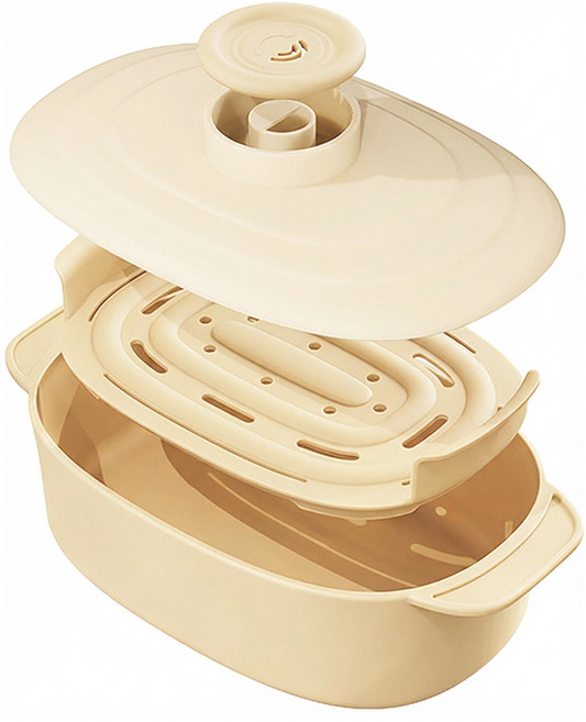 Mostrin 다용도 실리콘 찜기 전자레인지용기 생선 촉촉 찜기, 1개, 옐로우