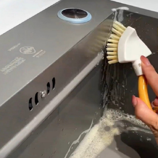 주방 수세미 솔 모서리 설거지 브러시 삼각 청소솔, 2개, 옐로우