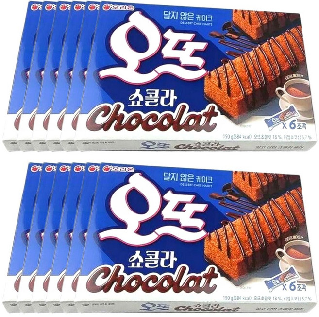 오리온 오뜨 쇼콜라 6P 150g X 12개입 박스 (소), 12개