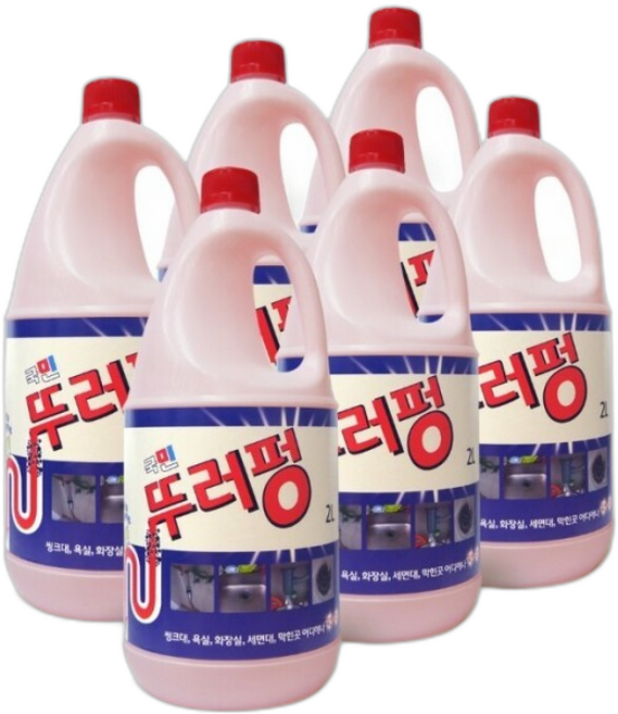 국민뚜러펑 막힌곳 배수구펑 락스 살균 뚜러뻥, 6개, 2L