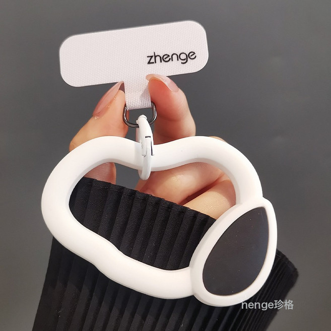 卡通硅膠環掛件墊片手機掛繩夾片不頂殼不影響充電手機鏈串掛鉤扣, 1個, 白色-水滴硅膠掛件+白色長夾片