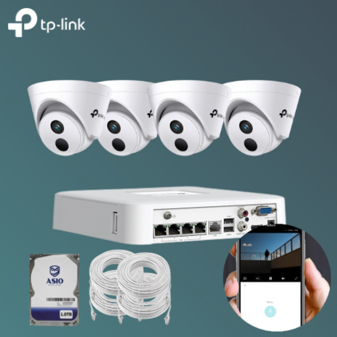 티피링크 VIGI CCTV 4채널 자가설치 풀세트 C420i 4대 + NVR1104H + 1TB HDD + UTP 30M 4개, 1개, NVR1104H+C420i 4대+1TB+UTP30M