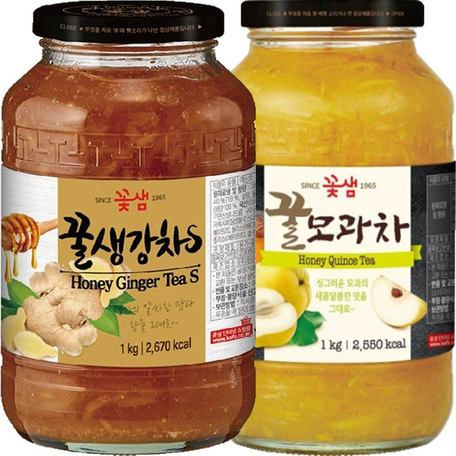 꽃샘 꿀생강차S 1kg + 꽃샘꿀모과차1kg, 2개, 1개입