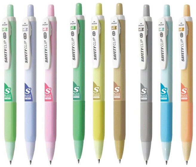 MYPEN 마이펜 세이프티 클립 S 볼펜 흑색 0.38 0.5 0.7 파스텔, 0.38mm 라벤더, 4개