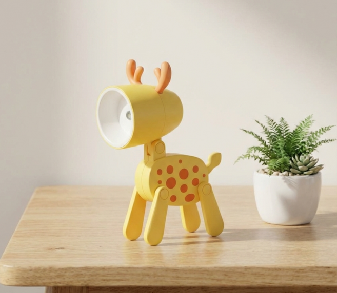 [블룸허브] LED 미니 조명 (건전지포함) 파스텔 점박이 사슴 감성 무드등 수면등 캠핑등 독서등 아이방 인테리어 수유등, 옐로우